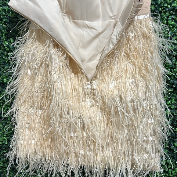 JJ's House Sheath/Column One-Shoulder Feather Cocktail Dress - Picture 11 of 16